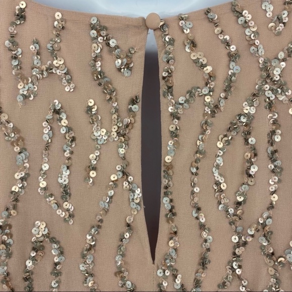 Aidan Mattox Blush Pink Sequin Short Sleeve Dress US 2 New with Tags - Picture 9 of 14